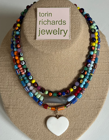 Multi Color Three Strand necklace