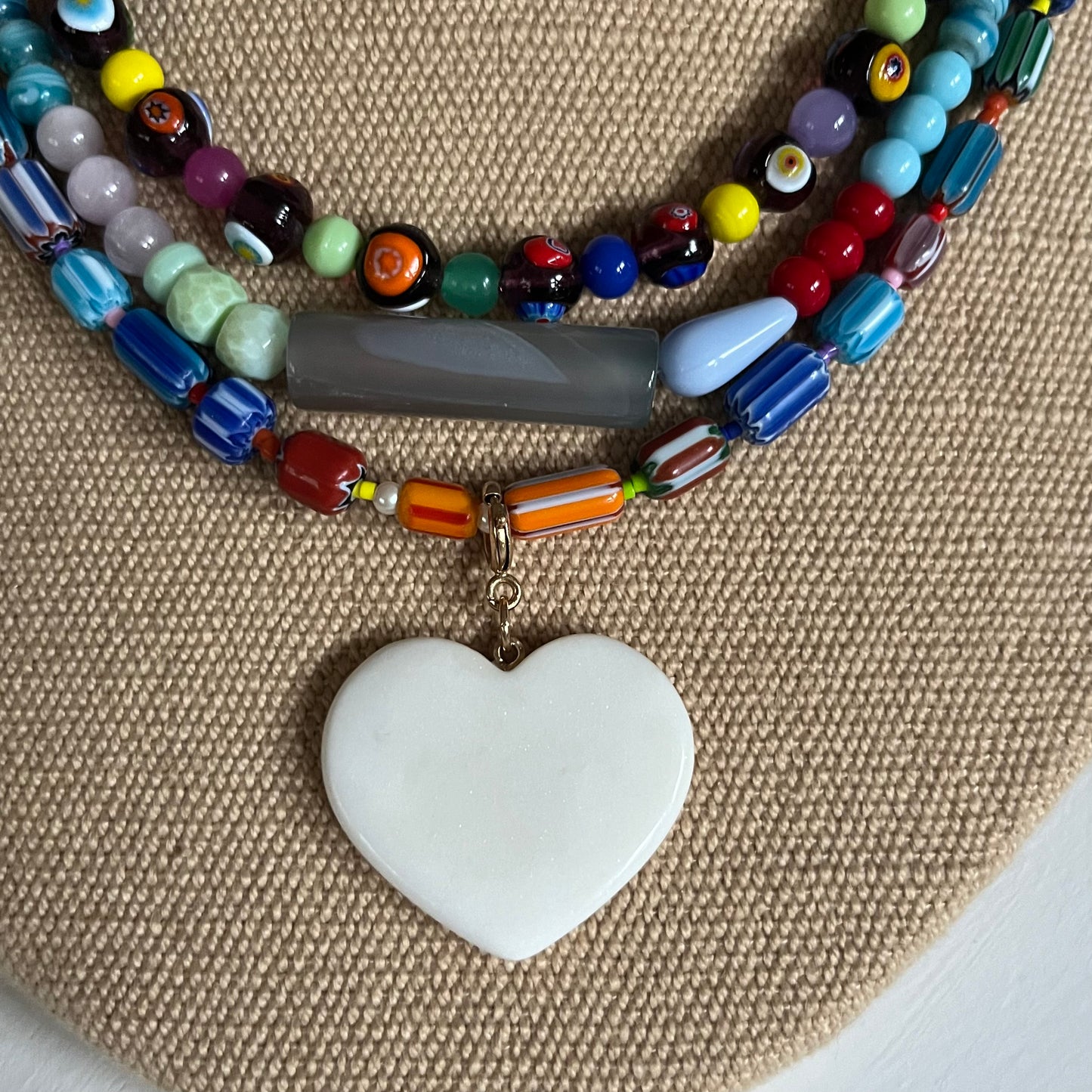 Multi Color Three Strand necklace