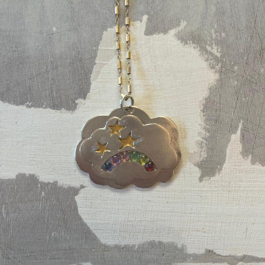 Peace Cloud Rainbow Star Necklace