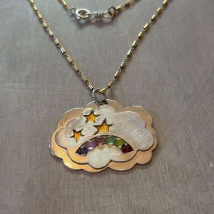 Peace Cloud Rainbow Star Necklace