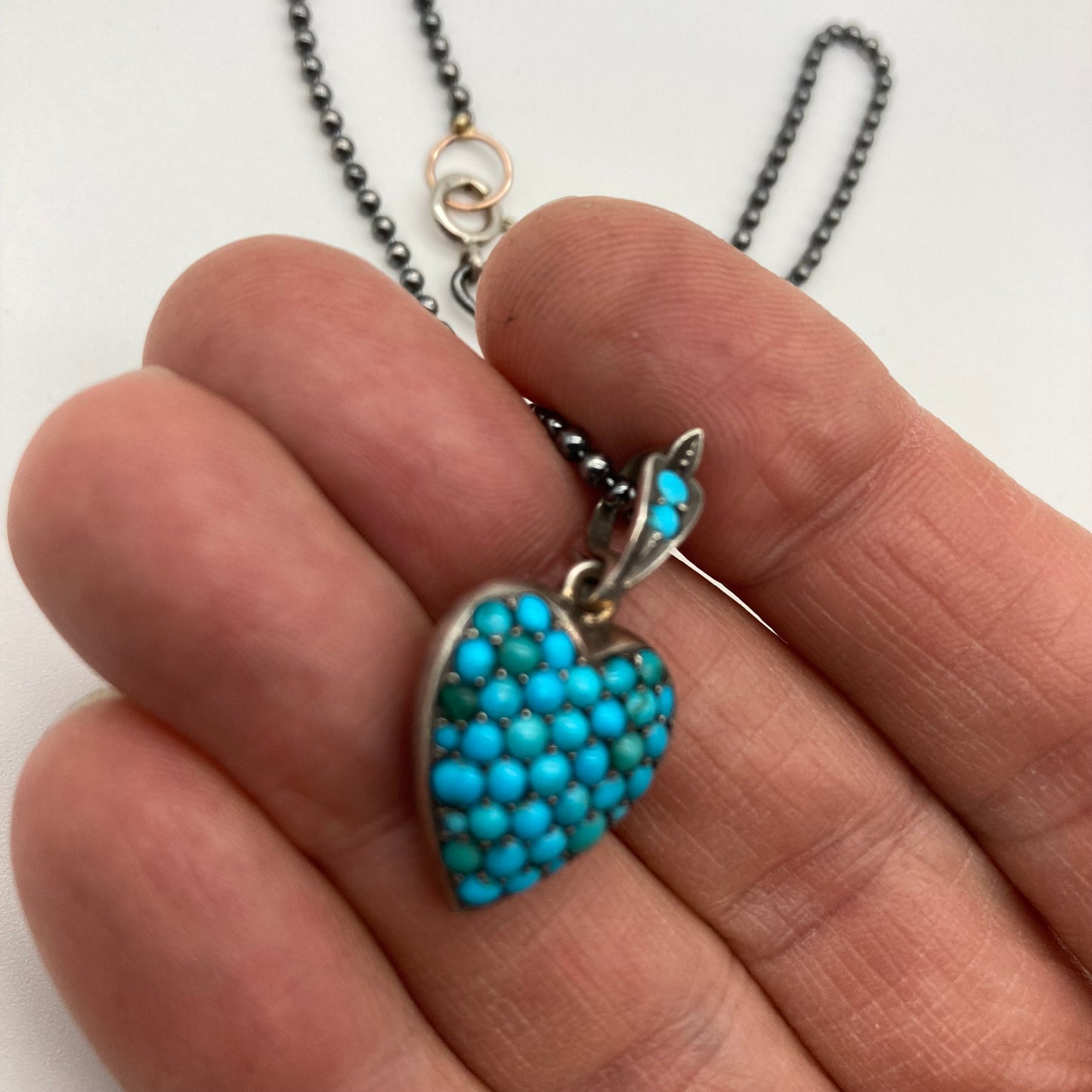 Victorian turqoise Heart Locket Necklace